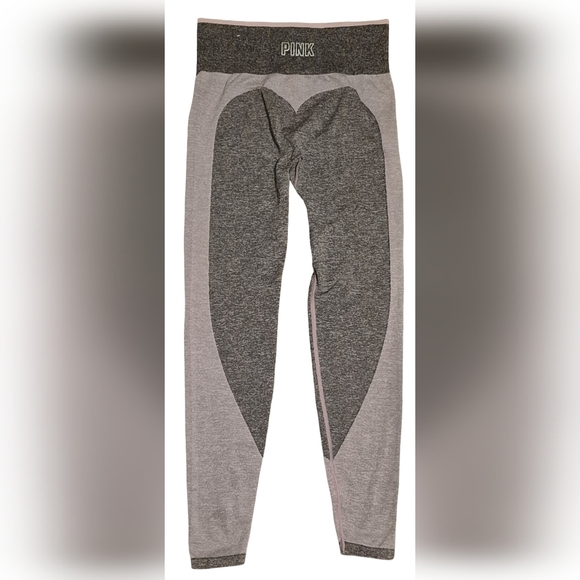 PINK Victoria's Secret Gray and Pink Color-Block Leggings - Picture 4 of 7
